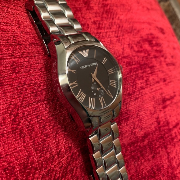 Emporio Armani Mens Watch Black Dial Stainless St - Picture 5 of 8